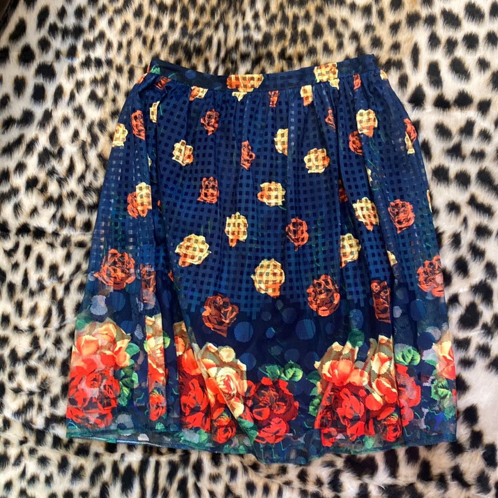 Anthropologie Sunday In Brooklyn Navy Floral Skirt EUC